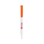 Stylo à bille blanc et orange personnalisé