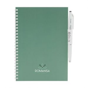 Carnet A5 à spirales vert personnalisé