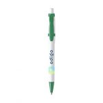 Stylo à bille blanc et vert personnalisé