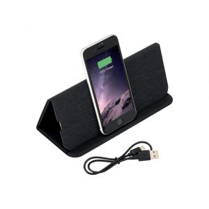 Tapis de souris et support pour téléphone noir personnalisé