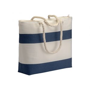 Sac de plage beige et bleu personnalisé