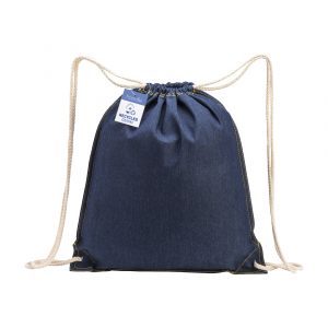 Sac cordelettes bleu jean personnalisé