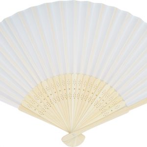 Eventail en bambou blanc personnalisé