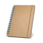 Bloc notes de poche beige avec spirales bleu personnalisé