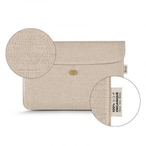 Pochette porte ordinateur ecru personnalisé
