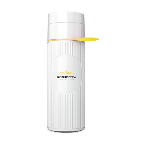Bouteille d'eau réutilisable jaune et blanc personnalisé