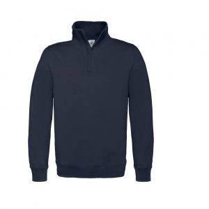 Sweat col zippé bleu personnalisé
