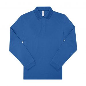 Polo manches longues bleu personnalisé
