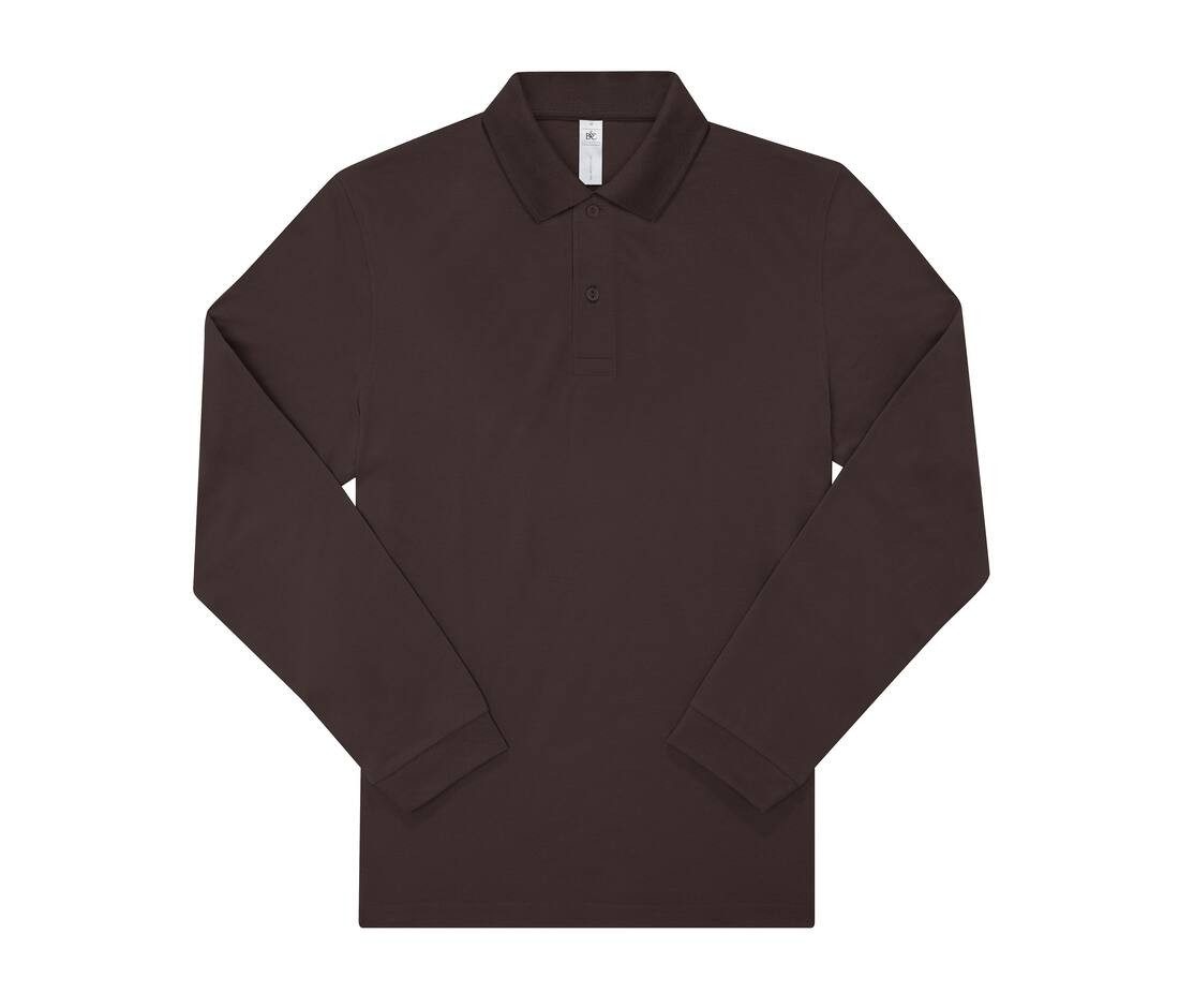 Polo manches langues marron personnalisé