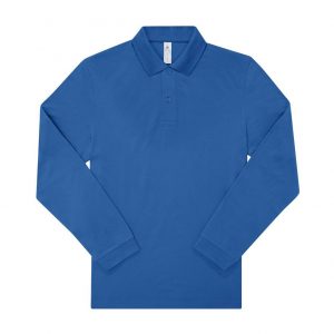 Polo manches langues bleu personnalisé