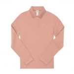 Polo manches longues rose personnalisé