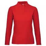 Polo manches longues rouge personnalisé publicitaire