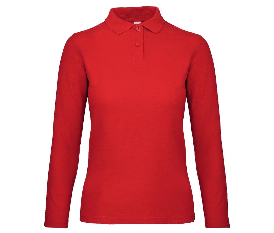Polo manches longues rouge personnalisé publicitaire