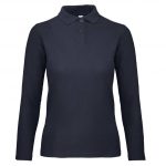 Polo manches longues bleu personnalisé publicitaire