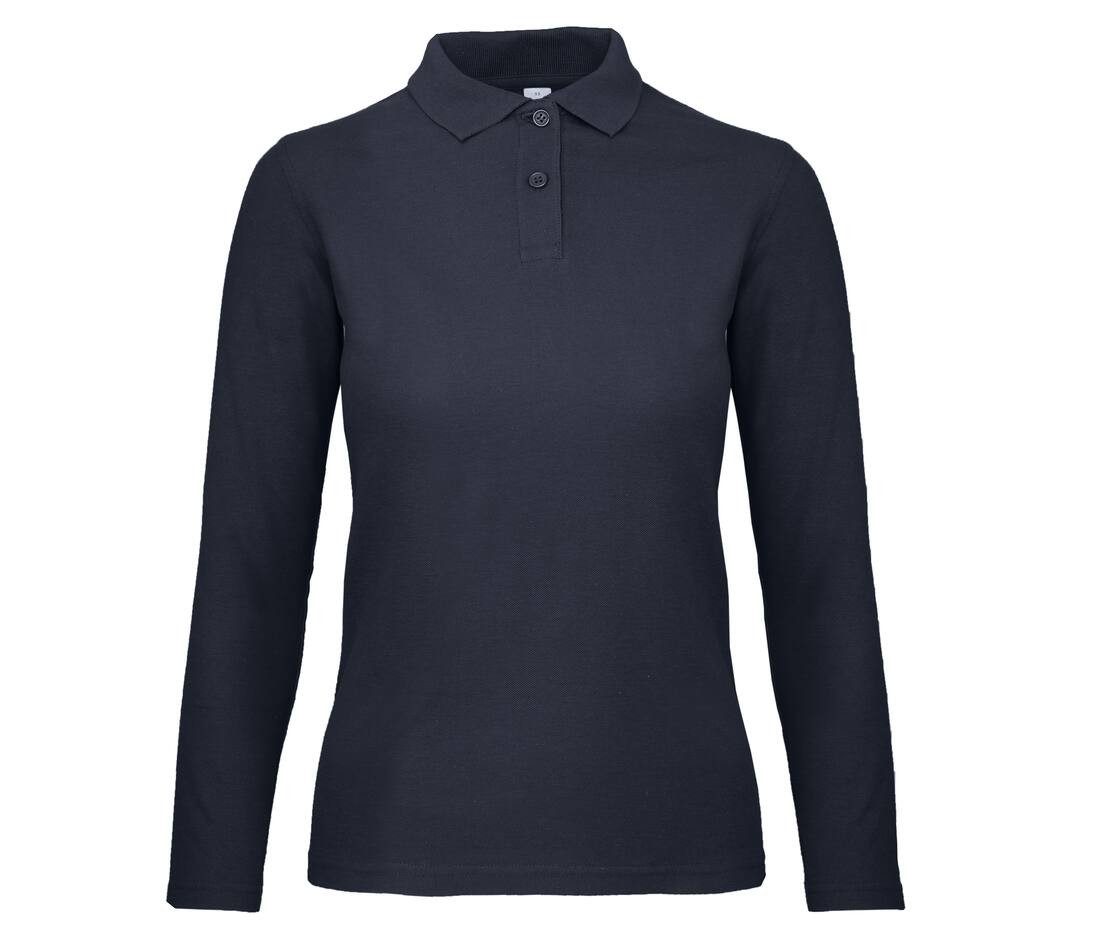 Polo manches longues bleu personnalisé publicitaire