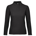 Polo manches longues noir personnalisé publicitaire