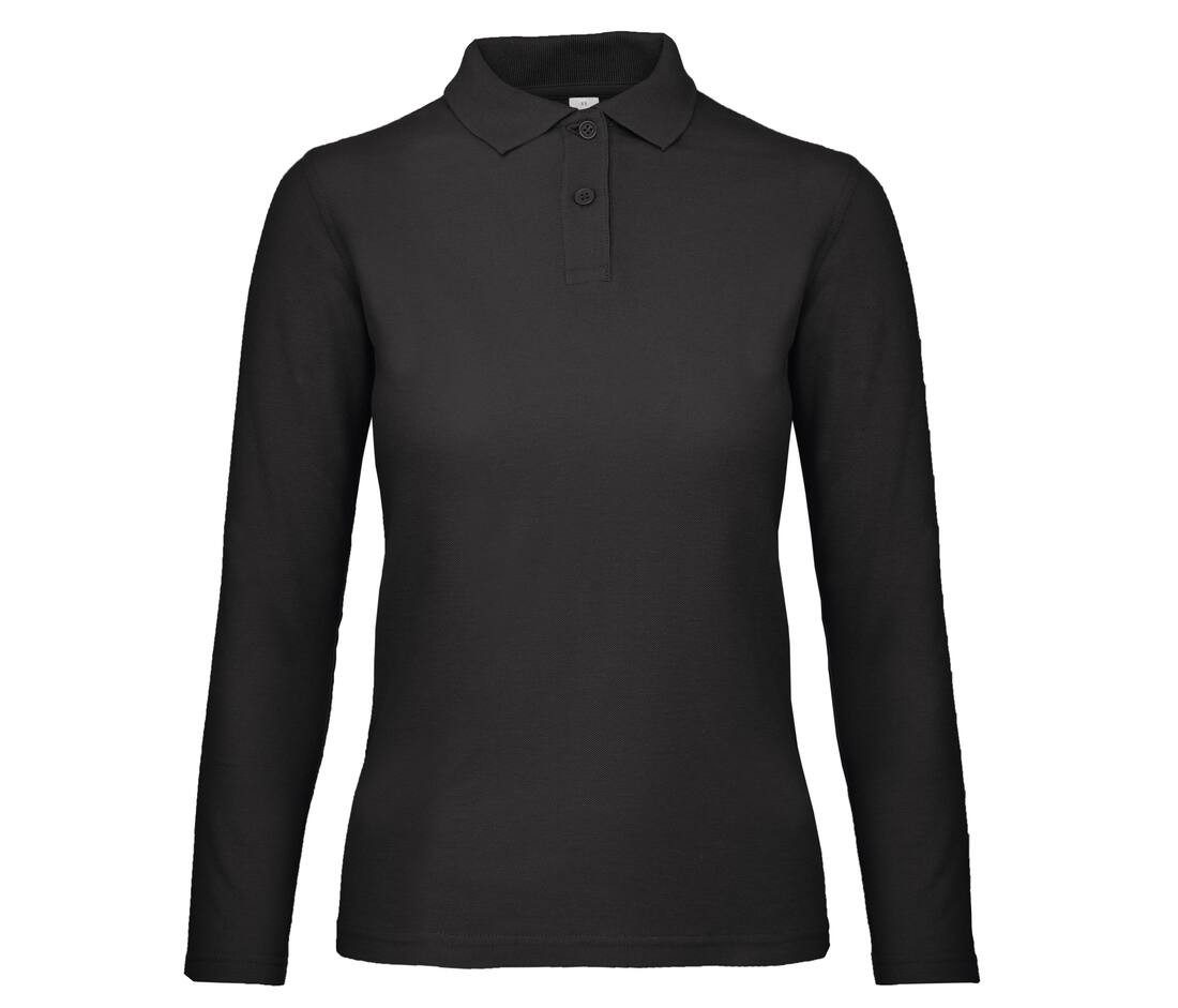 Polo manches longues noir personnalisé publicitaire
