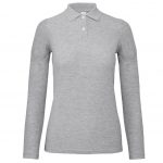 Polo manches longues gris personnalisé publicitaire