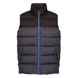 Bodywarmer matelassé unisexe NOIR ET BLEU promotionnel personnalisable publicitaire