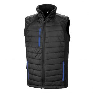 Veste sans manches noir et bleu promotionnel personnalisable publicitaire