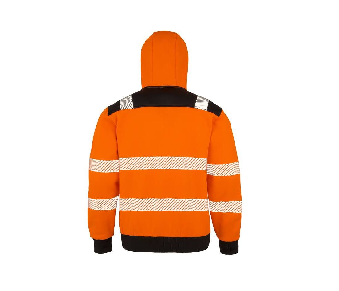 Sweat capuche zippée de sécurité orange promotionnel personnalisable publicitaire
