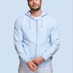 Hoodie zippé unisexe bleu personnalisé