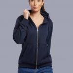 Hoodie zippé unisexe bleu personnalisé