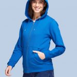 Hoodie zippé unisexe bleu personnalisé