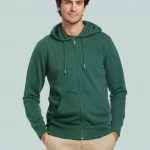Hoodie zippé unisexe vert personnalisé