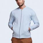 Blouson style Teddy bleu personnalisé