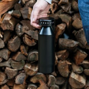 Bouteille double paroi noir personnalisable publicitaire