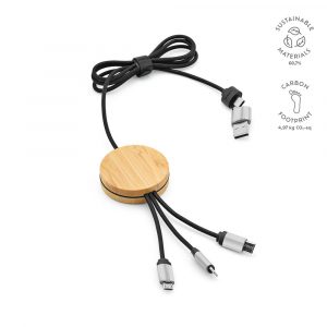 Cable 3 en 1 noir personnalisable publicitaire