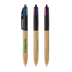 Stylo bic 4 couleurs wood bois personnalisable publicitaire