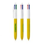 Stylo bic 4 couleurs wood jaune personnalisable publicitaire