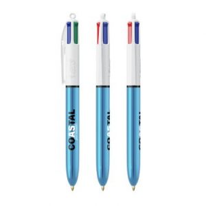 Bic Stylo 4 couleurs shine bleu personnalisable publicitaire