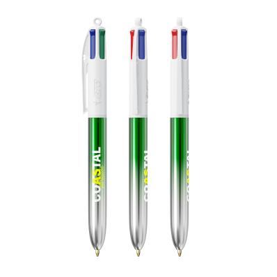 Bic Stylo 4 couleurs bicolor vert et gris personnalisable publicitaire