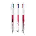 Bic Stylo 4 couleurs bicolor rose et gris personnalisable publicitaire