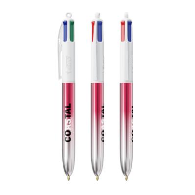 Bic Stylo 4 couleurs bicolor rose et gris personnalisable publicitaire