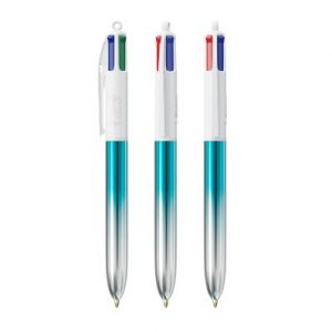 Bic Stylo 4 couleurs bicolor bleu et gris personnalisable publicitaire