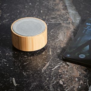 Haut-parleur personnalisable blanc et bois