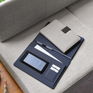 Conférencier A4 bleu personnalisable