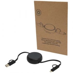Câble rétractable 5-en-1 noir personnalisable