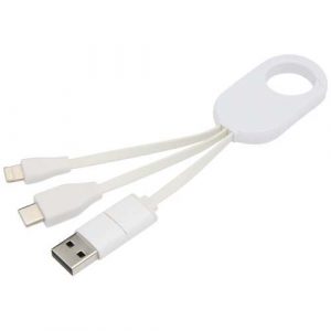 Câble de charge 4-en-1 blanc publicitaire