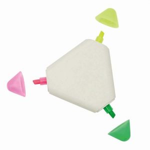 surligneurs en forme de triangle jaune vert rose personnalisable
