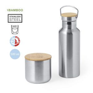 Duo de bouteille et gobelet isotherme publicitaire