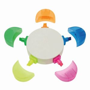 surligneurs en forme de fleure jaune vert orange bleu rose personnalisable