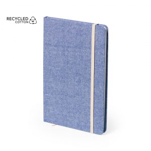 Carnet en coton recyclé bleu personnalisé