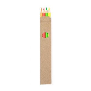 Boite de crayons orange, rouge, vert, jaune personnalisée