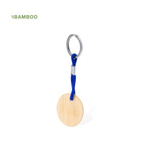 Porte clé rond bois bleu personnalisable