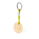 Porte clé rond bois jaune cadeau d'entreprise